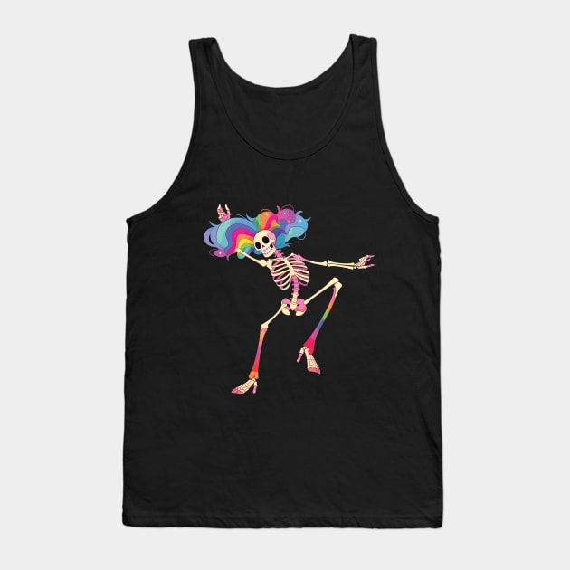 Dancing Skeleton Rainbow Tank Top by Lunatic Bear